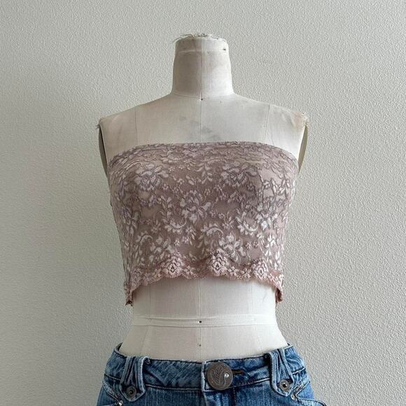 handmade neutral lace sheer tube top - Picture 2 of 10